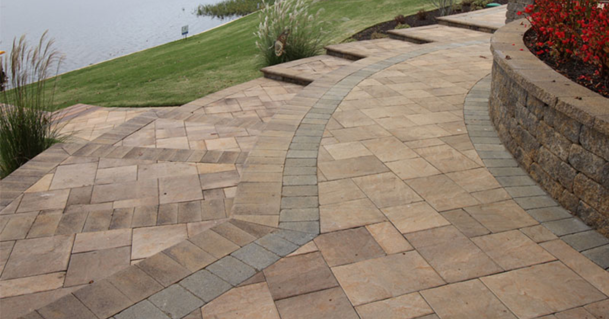 walkway made of Keystone Pavers